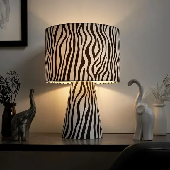 Table Lamp with In-Line Switch - Zebra Print