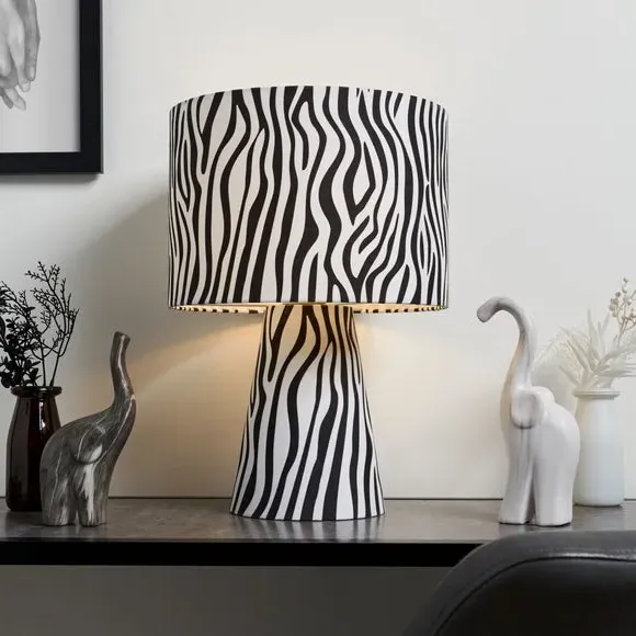 Table Lamp with In-Line Switch - Zebra Print image