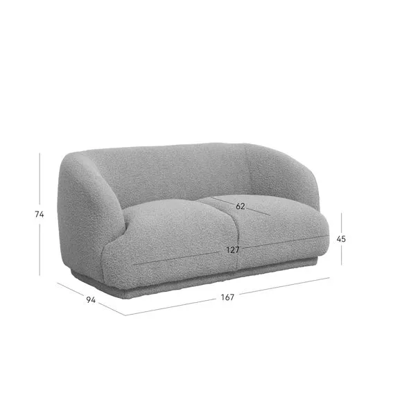 2-Seater Curved Sofa - Taupe, Boucle