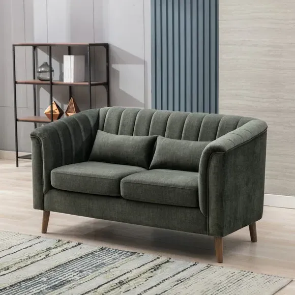 2-Seater Sofa Chesterfield Style - Green, Velvet