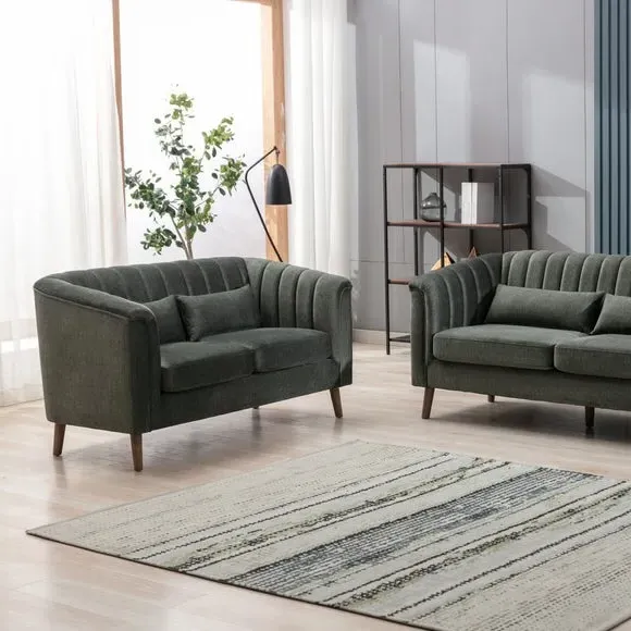 2-Seater Sofa Chesterfield Style - Green, Velvet