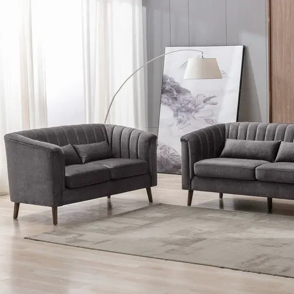 2-Seater Sofa Chesterfield Style - Grey, Velvet