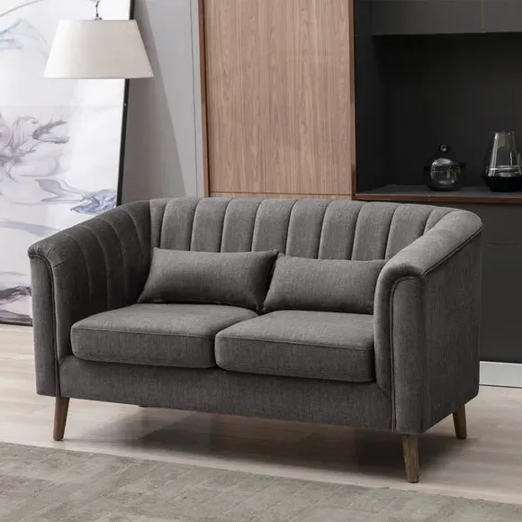 2-Seater Sofa Chesterfield Style - Grey, Velvet