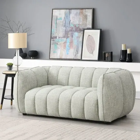 2-Seater Sofa Curved Design - Pale Green, Chenille image