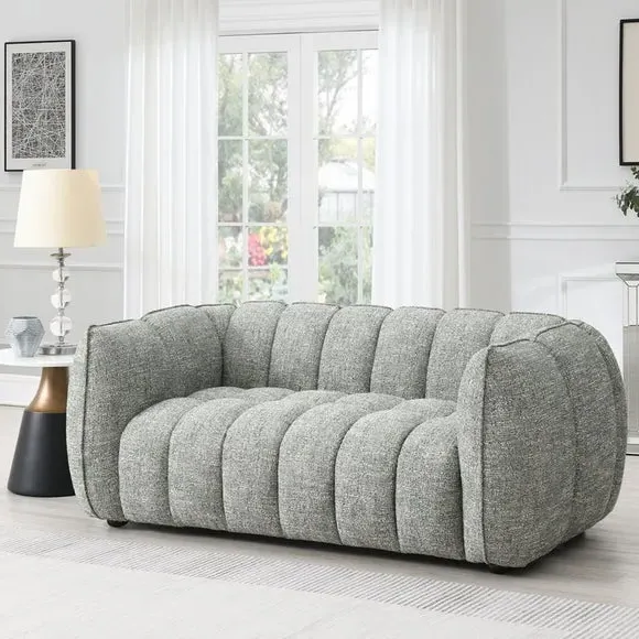 2-Seater Sofa Curved Design - Winter Moss, Chenille