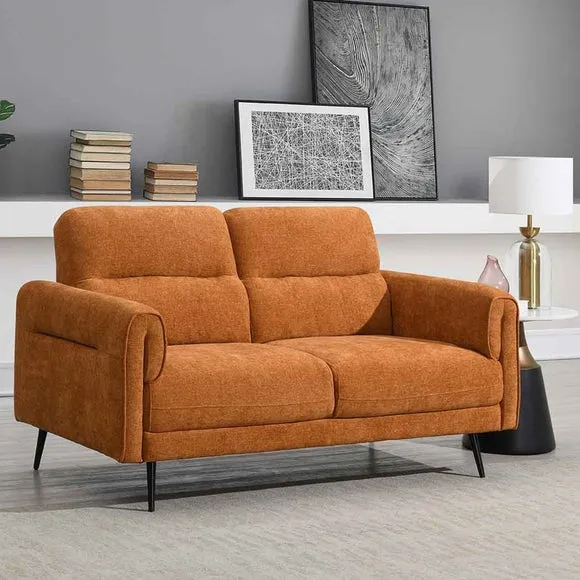 2-Seater Sofa with Curved Arms - Gold, Chenille image