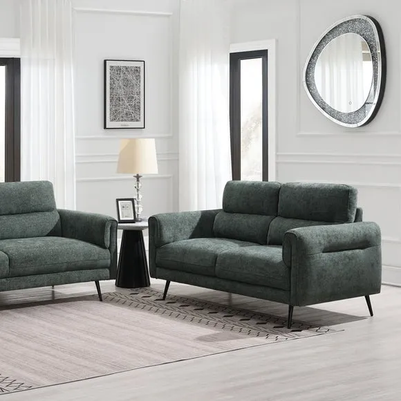 2-Seater Sofa with Curved Arms - Green, Chenille