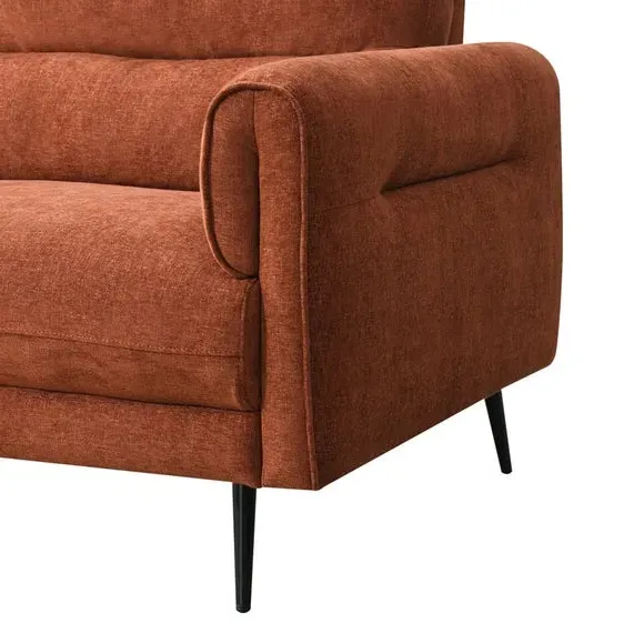 2-Seater Sofa with Curved Arms - Rust, Chenille