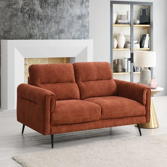 2-Seater Sofa with Curved Arms - Rust, Chenille