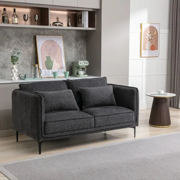 2-Seater Sofa with Fold-Down Back - Dark Grey