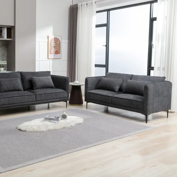 2-Seater Sofa with Fold-Down Back - Dark Grey