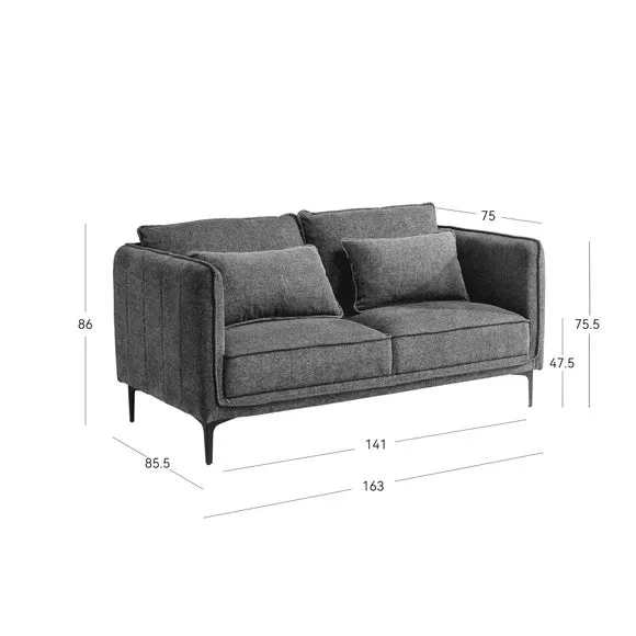 2-Seater Sofa with Fold-Down Back - Dark Grey