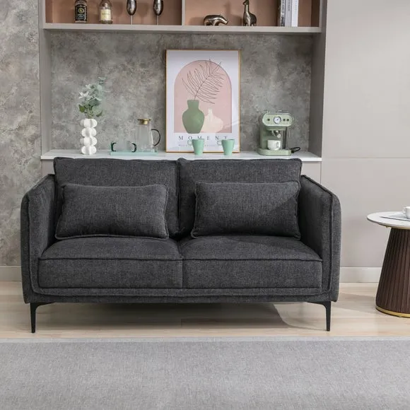 2-Seater Sofa with Fold-Down Back - Dark Grey image
