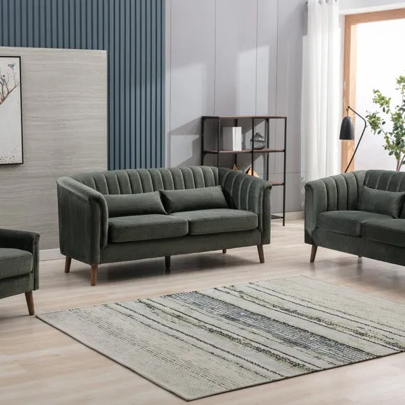 3-Seater Chesterfield Sofa - Moss Green, Velvet