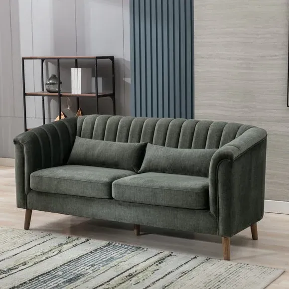 3-Seater Chesterfield Sofa - Moss Green, Velvet