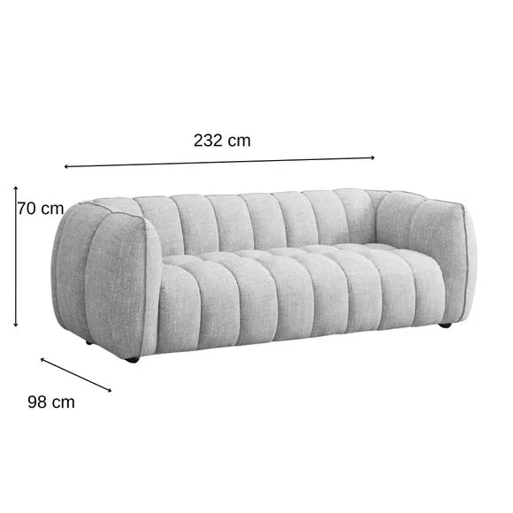 3-Seater Sofa Curved Design - Pale Green, Chenille