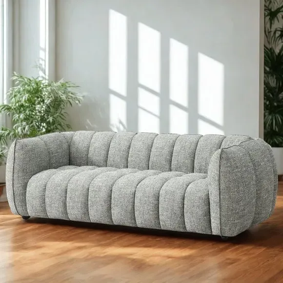3-Seater Sofa Curved Design - Winter Moss, Chenille