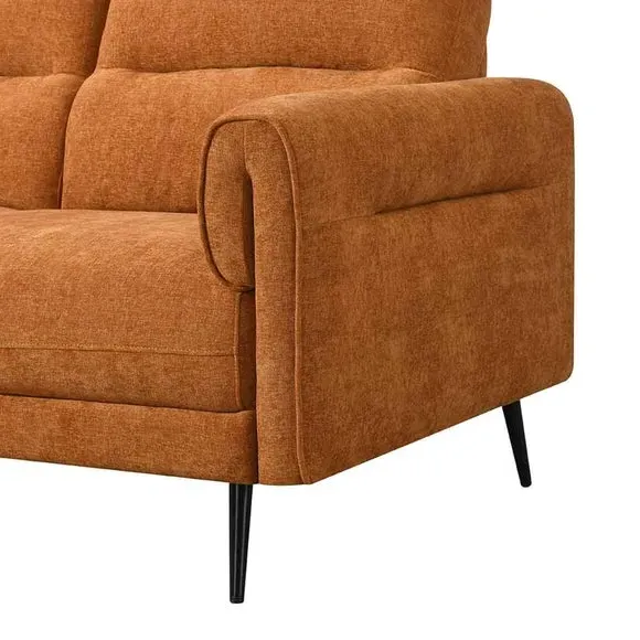 3-Seater Sofa with Curved Arms - Gold, Chenille