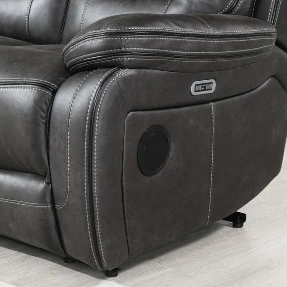 3-Seater Tech Recliner Sofa - Slate, Fabric