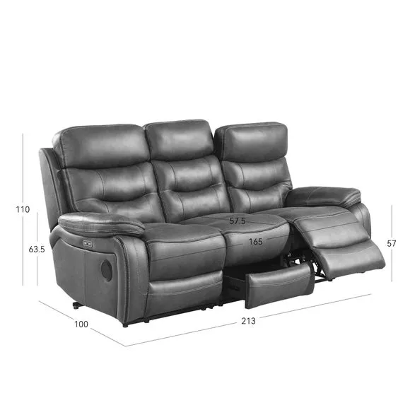 3-Seater Tech Recliner Sofa - Slate, Fabric