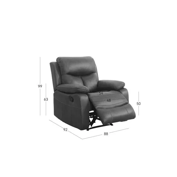 Manual Recliner Chair - Grey, Chenille Fabric