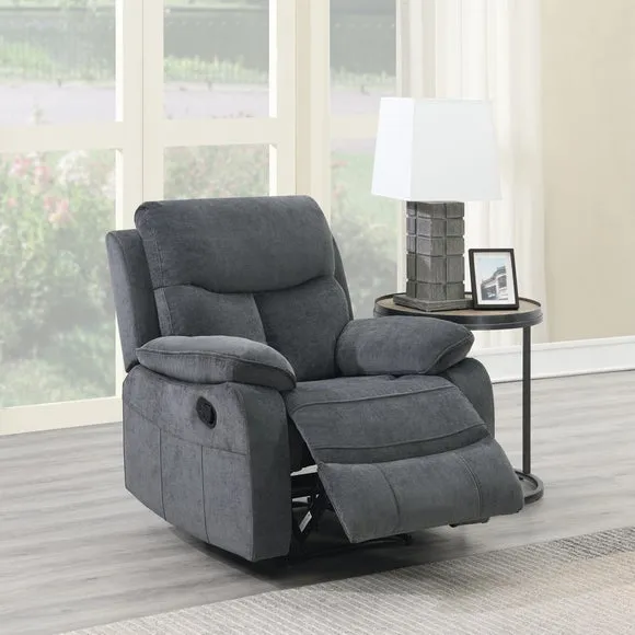 Manual Recliner Chair - Grey, Chenille Fabric image