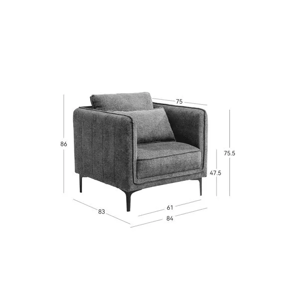 Occasional Armchair - Dark Grey, Chenille