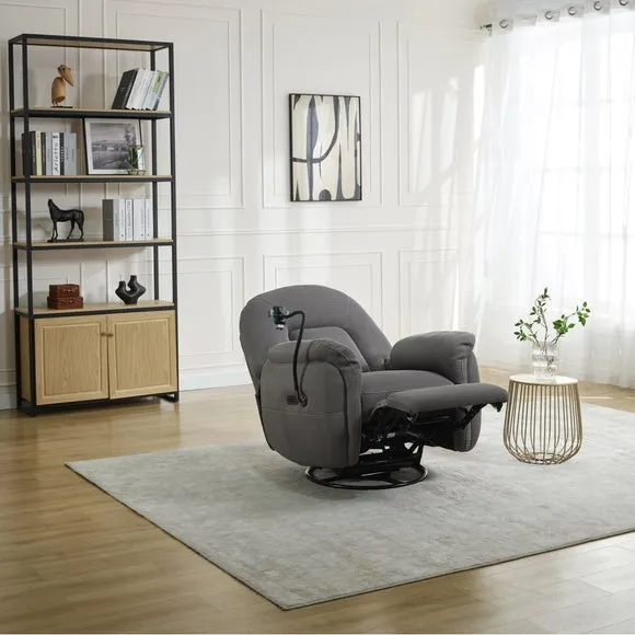 Reclining Chair with Phone Holder - Grey, Fabric