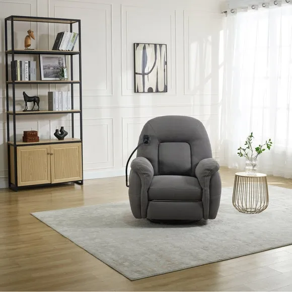 Reclining Chair with Phone Holder - Grey, Fabric