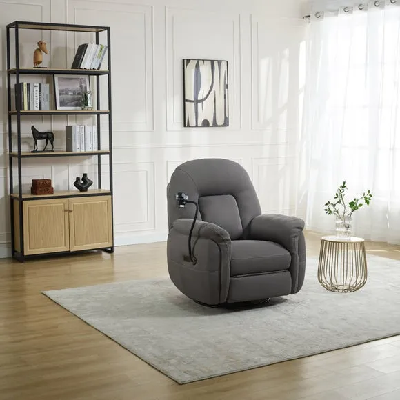 Reclining Chair with Phone Holder - Grey, Fabric image