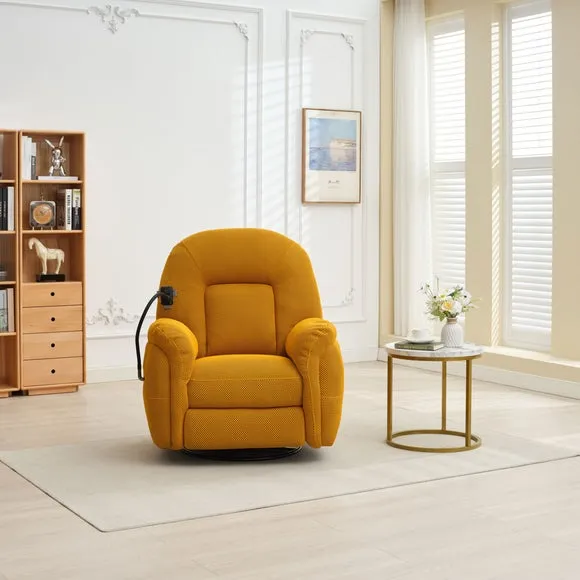 Reclining Chair with Phone Holder - Mustard, Fabric