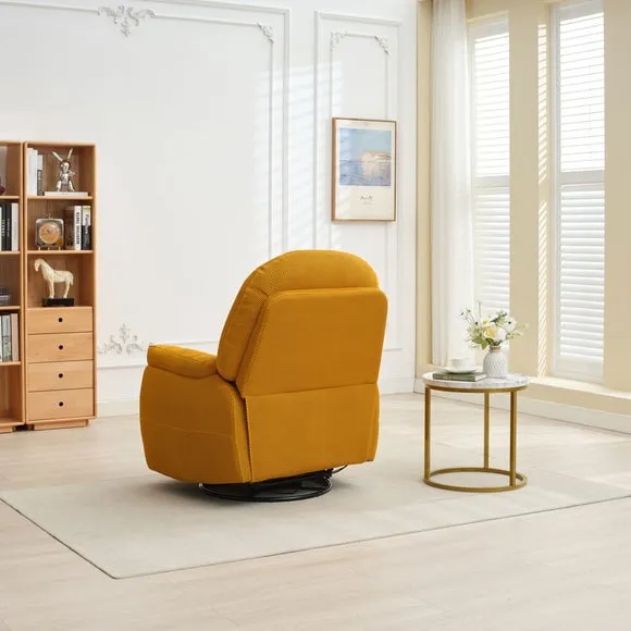 Reclining Chair with Phone Holder - Mustard, Fabric