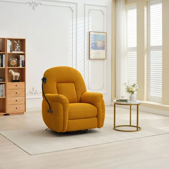 Reclining Chair with Phone Holder - Mustard, Fabric