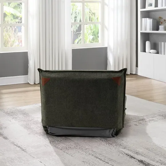 Single Sofa Bed with Clic Clac - Green, Chenille