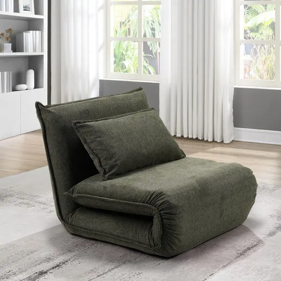 Single Sofa Bed with Clic Clac - Green, Chenille image