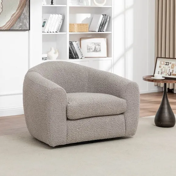 Swivel Accent Chair Tub Style - Taupe, Boucle