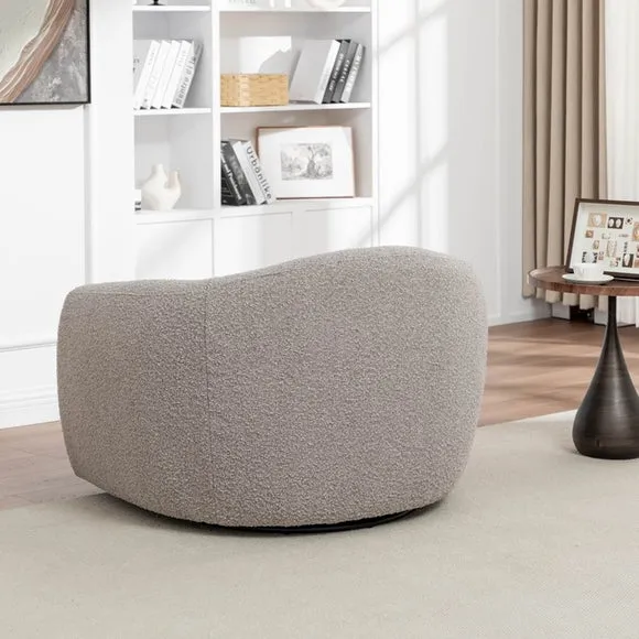 Swivel Accent Chair Tub Style - Taupe, Boucle
