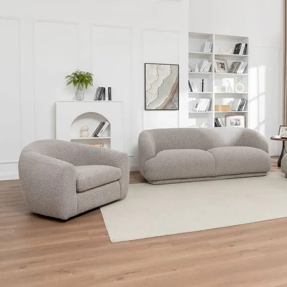 Swivel Accent Chair Tub Style - Taupe, Boucle