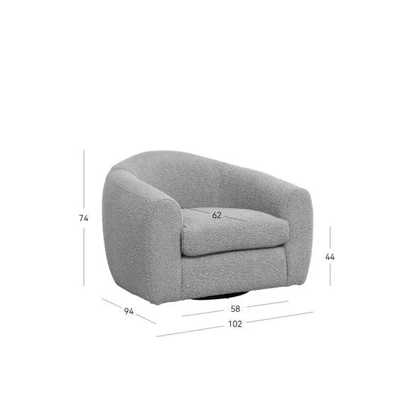 Swivel Accent Chair Tub Style - Taupe, Boucle