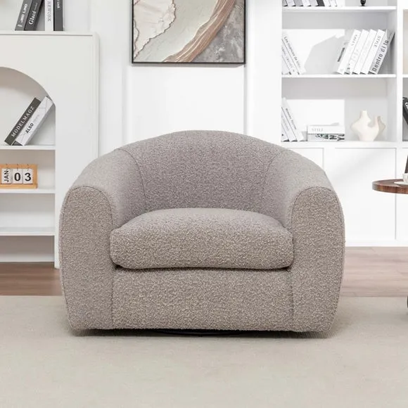 Swivel Accent Chair Tub Style - Taupe, Boucle image