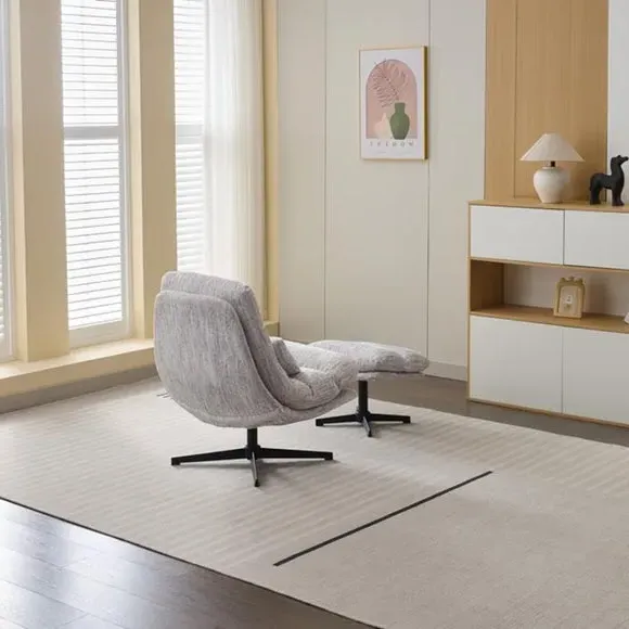 Swivel Chair with Footstool - Ash Grey, Fabric