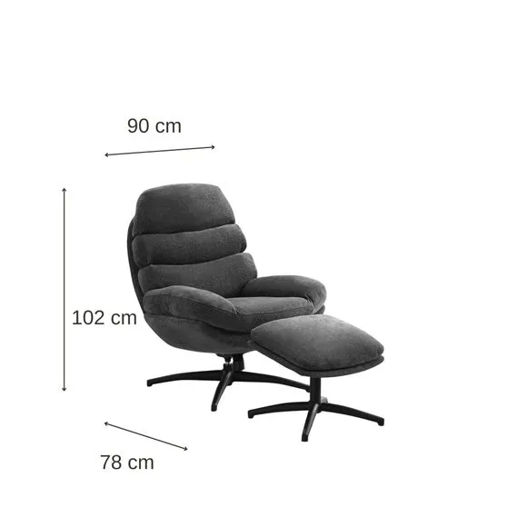 Swivel Chair with Footstool - Rust, Fabric