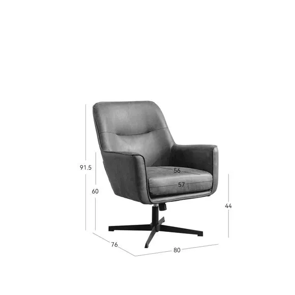 Swivel Chair with Padding - Tan, Faux Leather