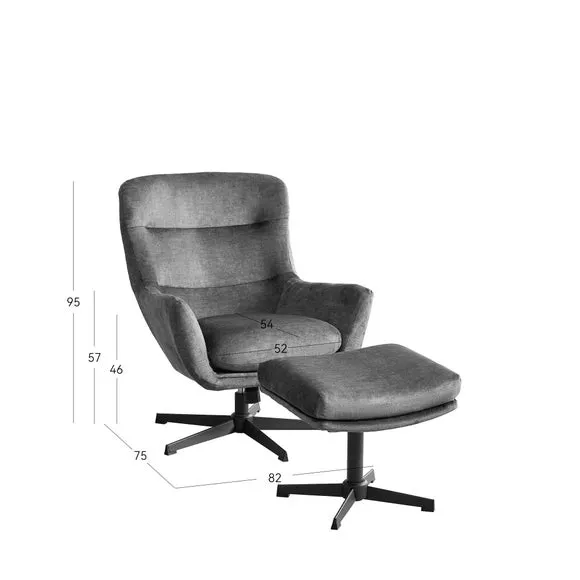 Swivel Recliner Chair with Footstool - Green, Velvet