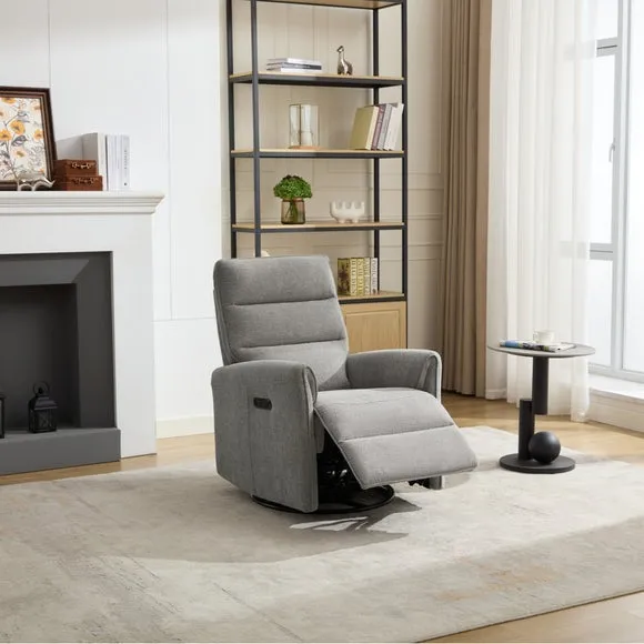Swivel Recliner Chair with Glide - Light Grey