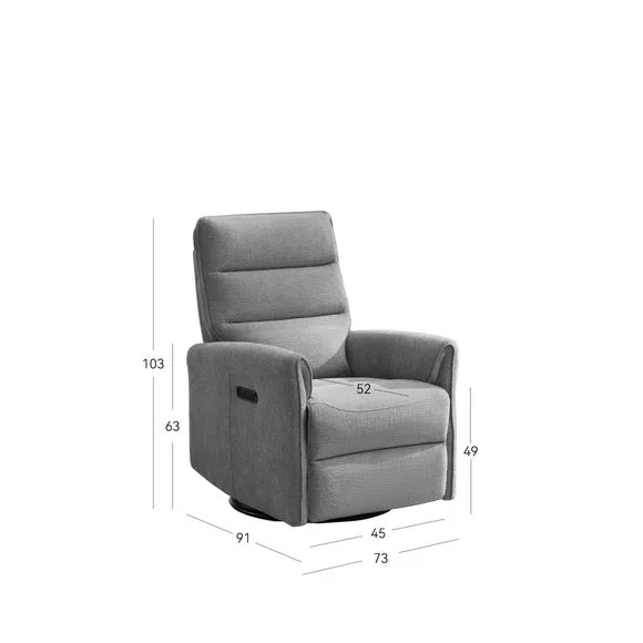 Swivel Recliner Chair with Glide - Light Grey