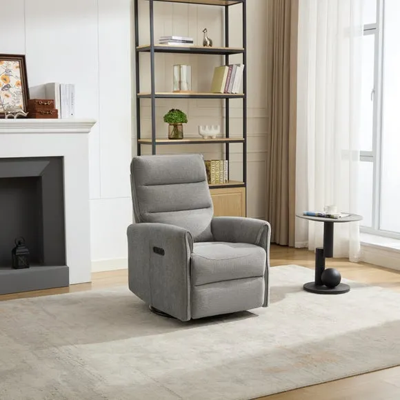 Swivel Recliner Chair with Glide - Light Grey