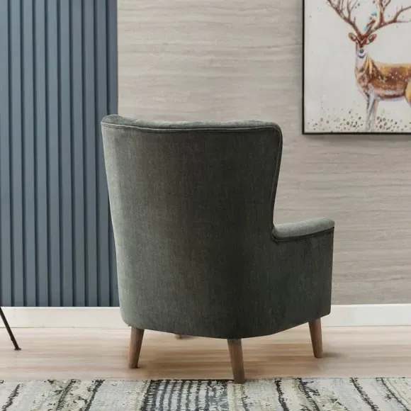 Wingback Occasional Armchair - Green, Velvet