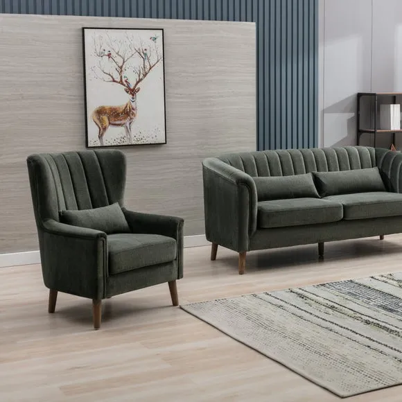 Wingback Occasional Armchair - Green, Velvet