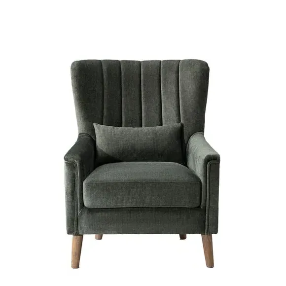 Wingback Occasional Armchair - Green, Velvet